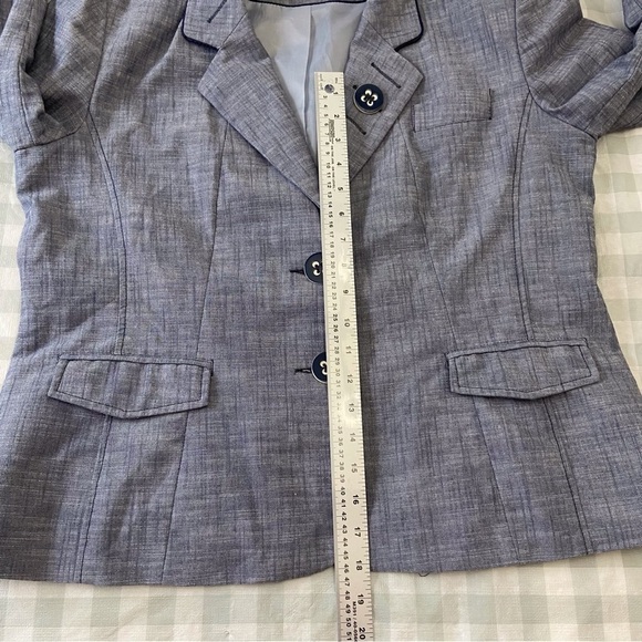M Collection blazer cotton blend blue vest size 14 denim mix plus size jacket - Picture 14 of 16